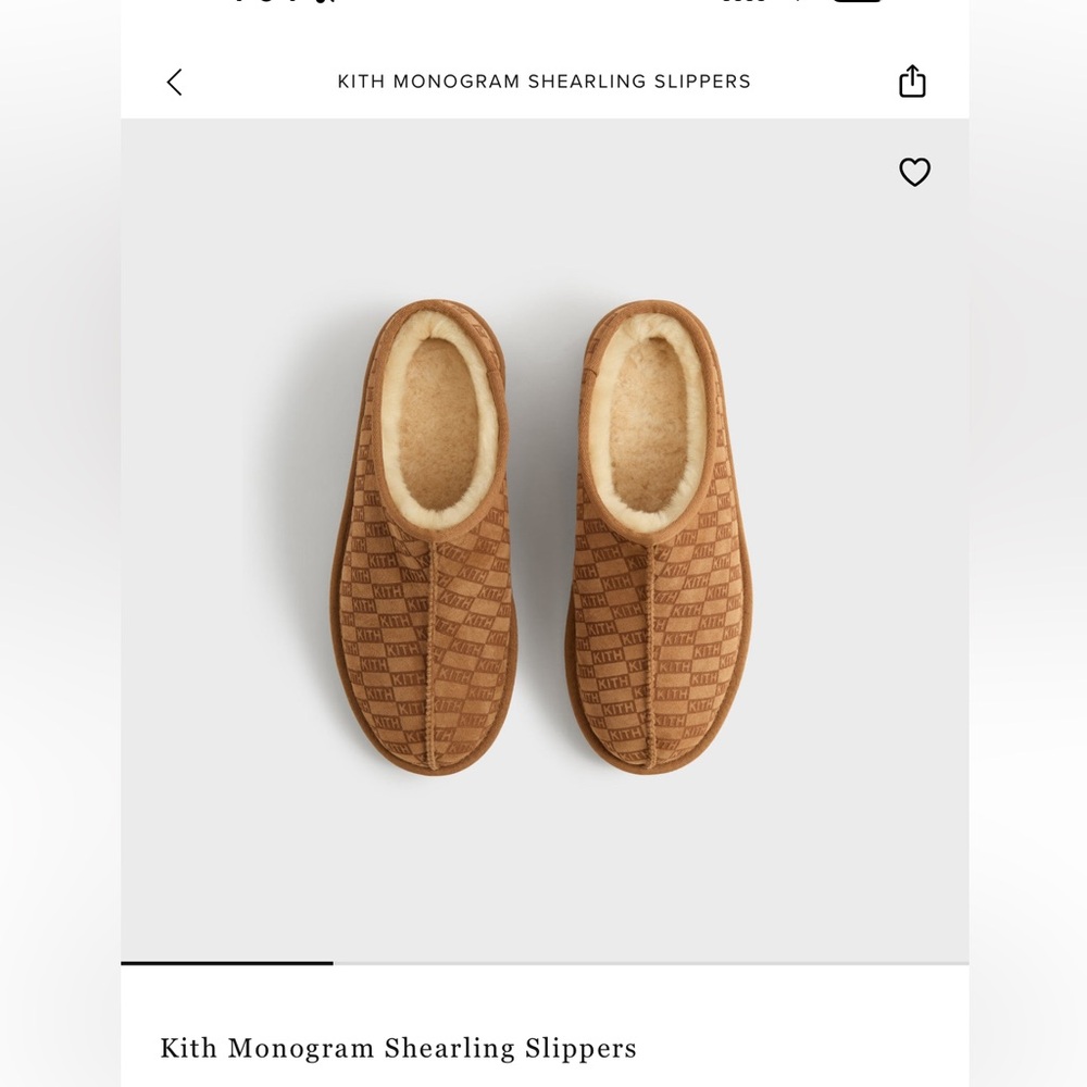 Kith Tan Shearling Monogram Slippers- Authentic
